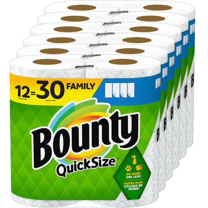 Bounty Quick Size Paper Towels, White, 8 Family Rolls = 20 Regular Rolls (Packaging May Vary)