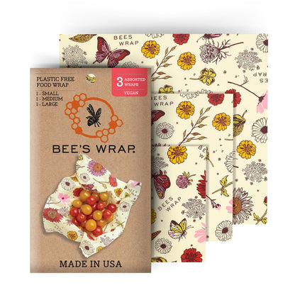 Bee's Wrap Beeswax Wraps for Food - Honeycomb 3 Pack (S, M, L) Made in USA Reusable & Organic Food Wraps, Sandwich Wrap & Bowl Covers - Eco-Friendly Alternative to Aluminum Foil & Plastic Wrap