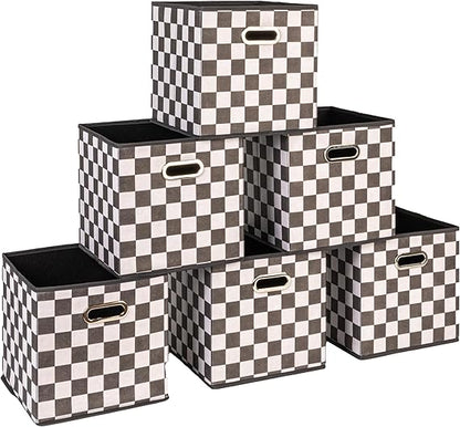 Household Essentials 81-1 Foldable Fabric Storage Bins | Set of 6 Cubby Cubes with Handles