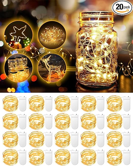 20 Pack Fairy String Lights Waterproof Copper Wire Firefly Starry Lights