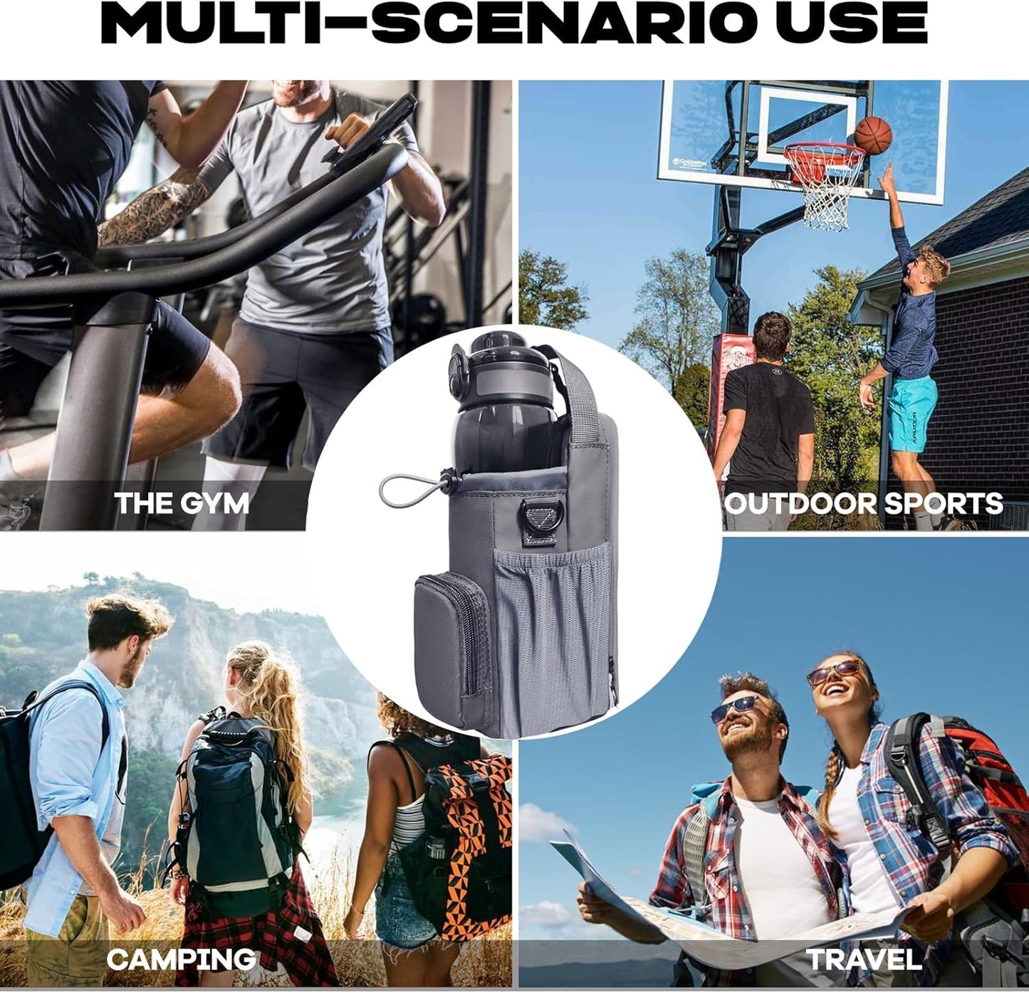 Magnetic Gym Bag for Men and Women, Magnetic Water Bottle Holder for Gym, Small Gym Bag, Gym Gifts for Women and Men (Gray)