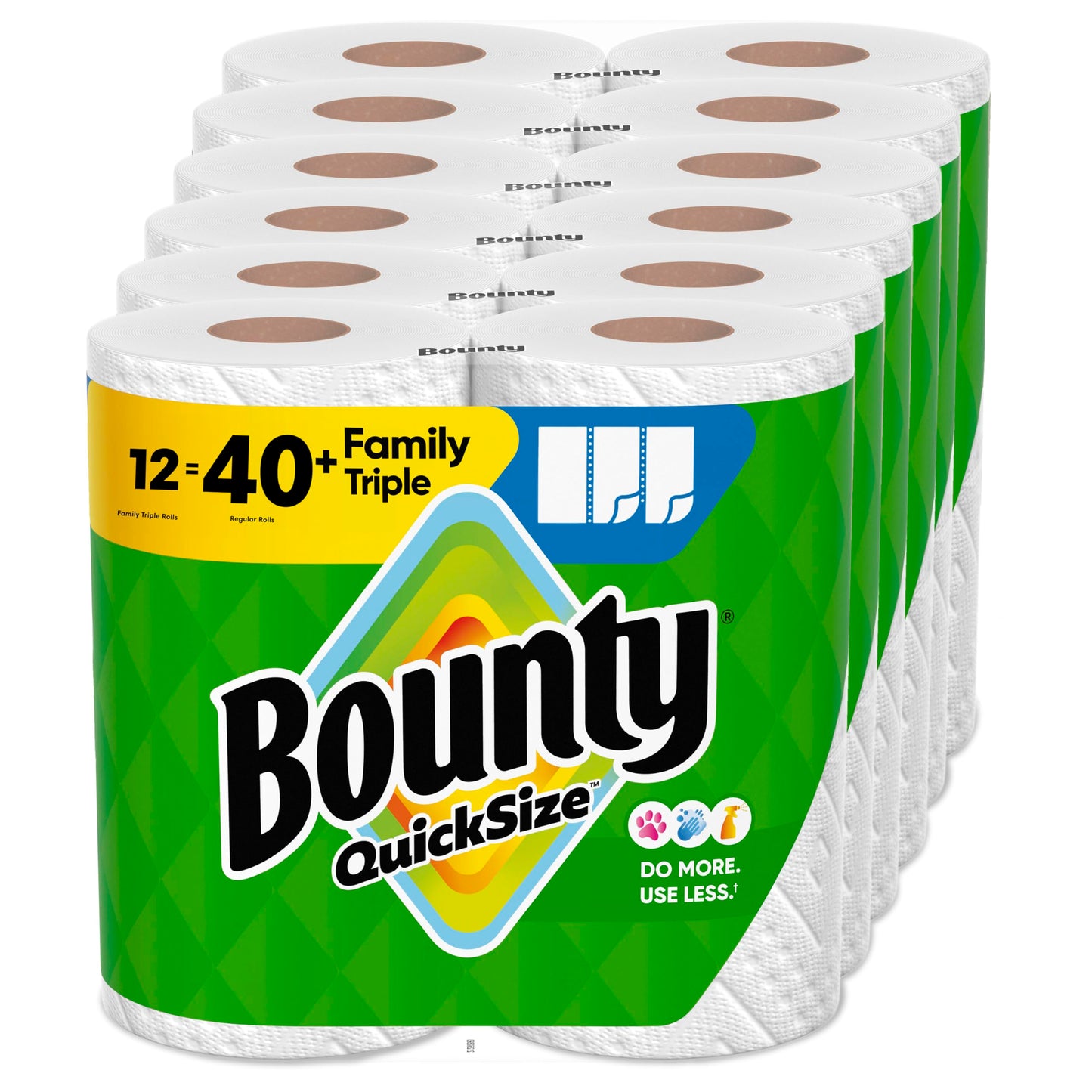 Bounty Quick Size Paper Towels, White, 8 Family Rolls = 20 Regular Rolls (Packaging May Vary)