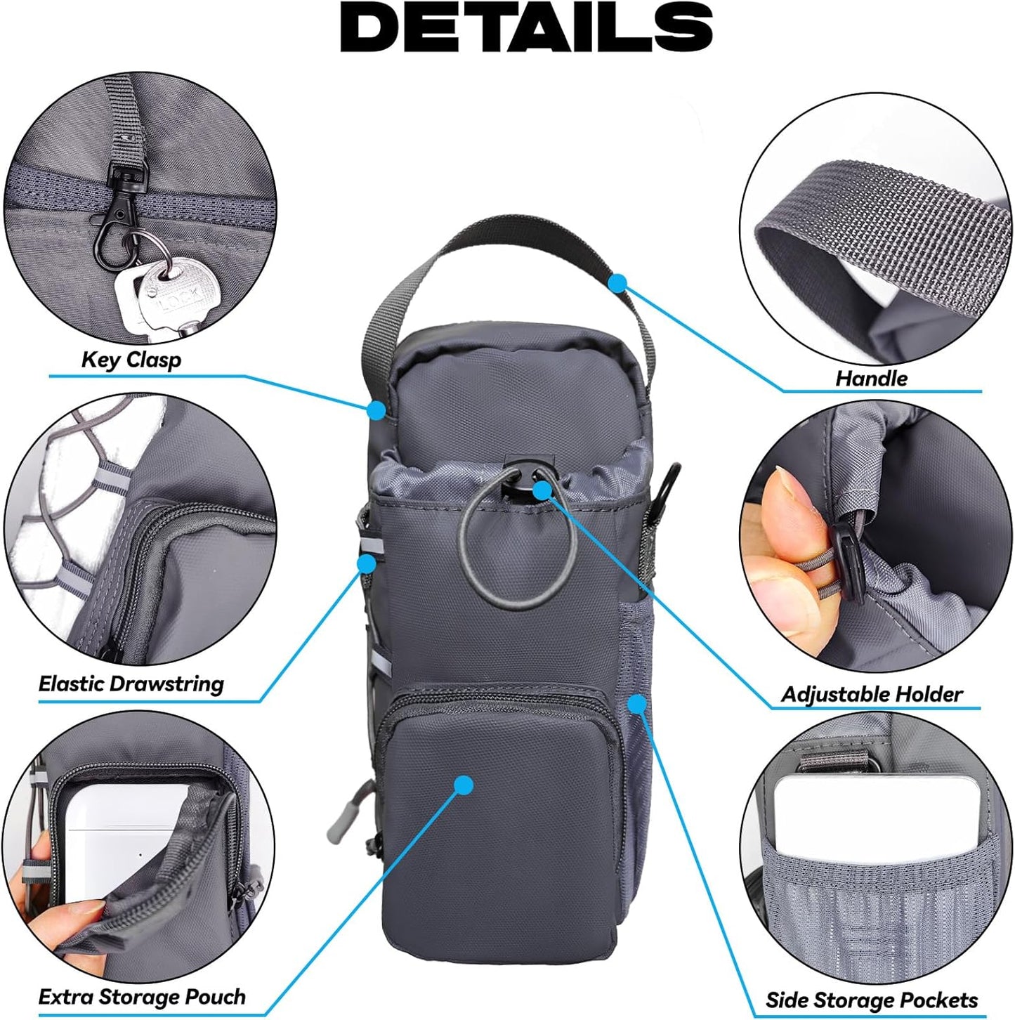 Magnetic Gym Bag for Men and Women, Magnetic Water Bottle Holder for Gym, Small Gym Bag, Gym Gifts for Women and Men (Gray)