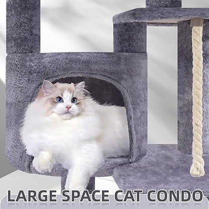TINWEIUS 42.5'' Cat Tree for Indor Cats, Multifunctional Cat Tower with Cozy Condo, Perches, Scratching Posts and Hammock