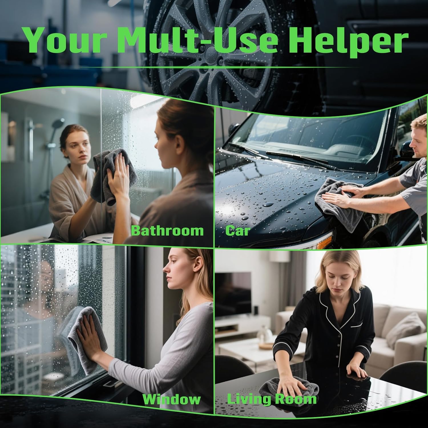 Shiny Bath Wipes Shower Cleaning Cloths, Premium Car Drying Towel | Ultra Absorbent Twisted-Loop Design| Microfiber Towel for Car, Shower Cabin, Household