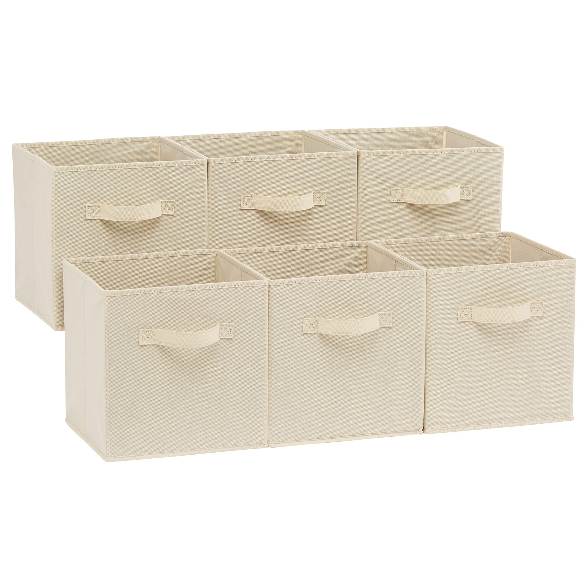 Amazon Basics Cube Organizer Storage Bins Handles, Collapsible Fabric, Pack of 6, 13"x13"x13", Gray