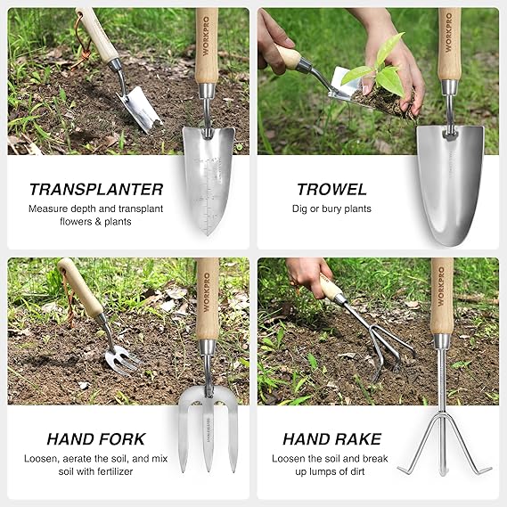 WORKPRO 8-Piece Pink Garden Tool Set – Stylish Strength for Every Gardener