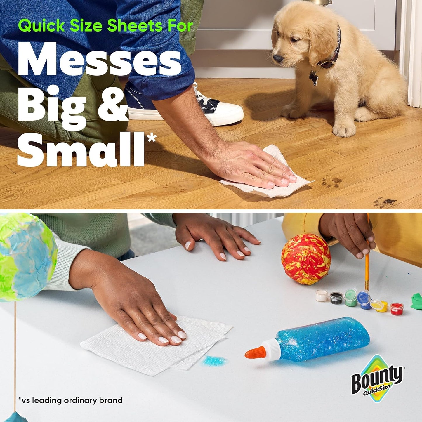 Bounty Quick Size Paper Towels, White, 8 Family Rolls = 20 Regular Rolls (Packaging May Vary)