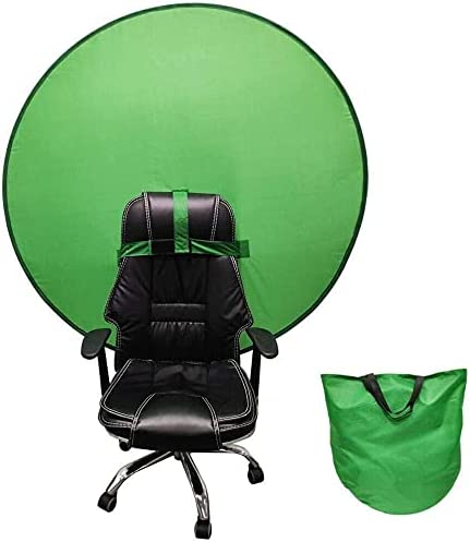 Portable Webcam Background, 75cm Collapsible Green Background for Video Chats, Zoom, Skype, Video, Photo, Single-Side Chromakey Green Screen for Chair