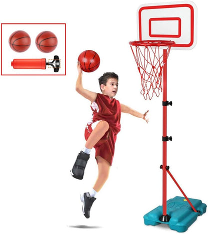 FIRST- RATE Basketball Hoop for Kids Toddler Toys Portable Adjustable Height 3.2FT-6.6FT with 3 Balls Mini Basketball Hoops Indoor Goals Youth Outdoor Gifts Boy Girl Age 3 4 5 6 7 8 Year Old Backyard Game