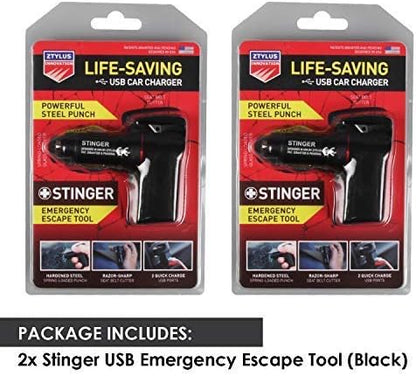 Car Emergency Tool, Window Breaker, Car Safety Hammer, Seatbelt Cutter and Window Glass breaker, Car Escape Tool, USB Car Charger, 2 USB Ports Max 2.4A (Black)