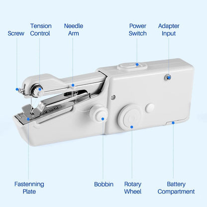 Portable Sewing Machine, Mini Sewing Professional Cordless Sewing Handheld Electric Household Tool - Quick Stitch Tool for Fabric, Clothing, or Kids Cloth Home Travel Use