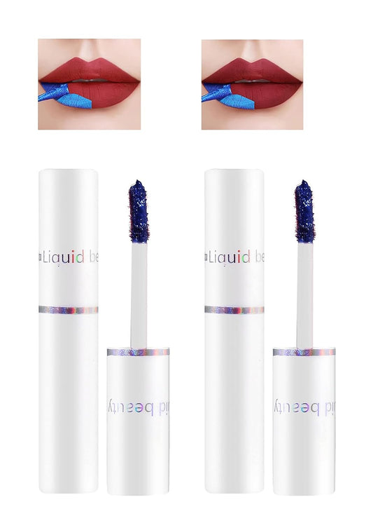 2Pcs Peel Off Lip Stain, Lip Stain Peel Off Tattoo Lipstick, Long Lasting Waterproof Liquid Lip Tint Stain, Non-stick Cup Peel Off Lip Tint Makeup for Women Girls