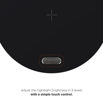 Modern Simple Wireless Charging Nightlight (Wood), Max.15W Fast Wireless Charger, Touch Control, 3-Level Brightness, for Galaxy S10/S20/Note 10, iPhone X/11/11 Pro, Airpods 2, LG V50/G7/G8