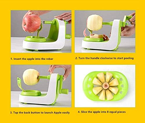 Multi-Function Fruit Peeler,Rotary Mango/Potato Peeler Corer, Peel Safely and Quickly, with Fruit Cutter & Fruit panel,Peeling a Fruit in Seconds(Green)