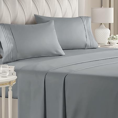 King Size Sheet Set - Breathable & Cooling - Hotel Luxury Bed Sheets - Extra Soft - Deep Pockets - Easy Fit - 4 Piece Set - Wrinkle Free - Comfy - Dark Grey Bed Sheets - Kings Sheets - Fitted Sheets