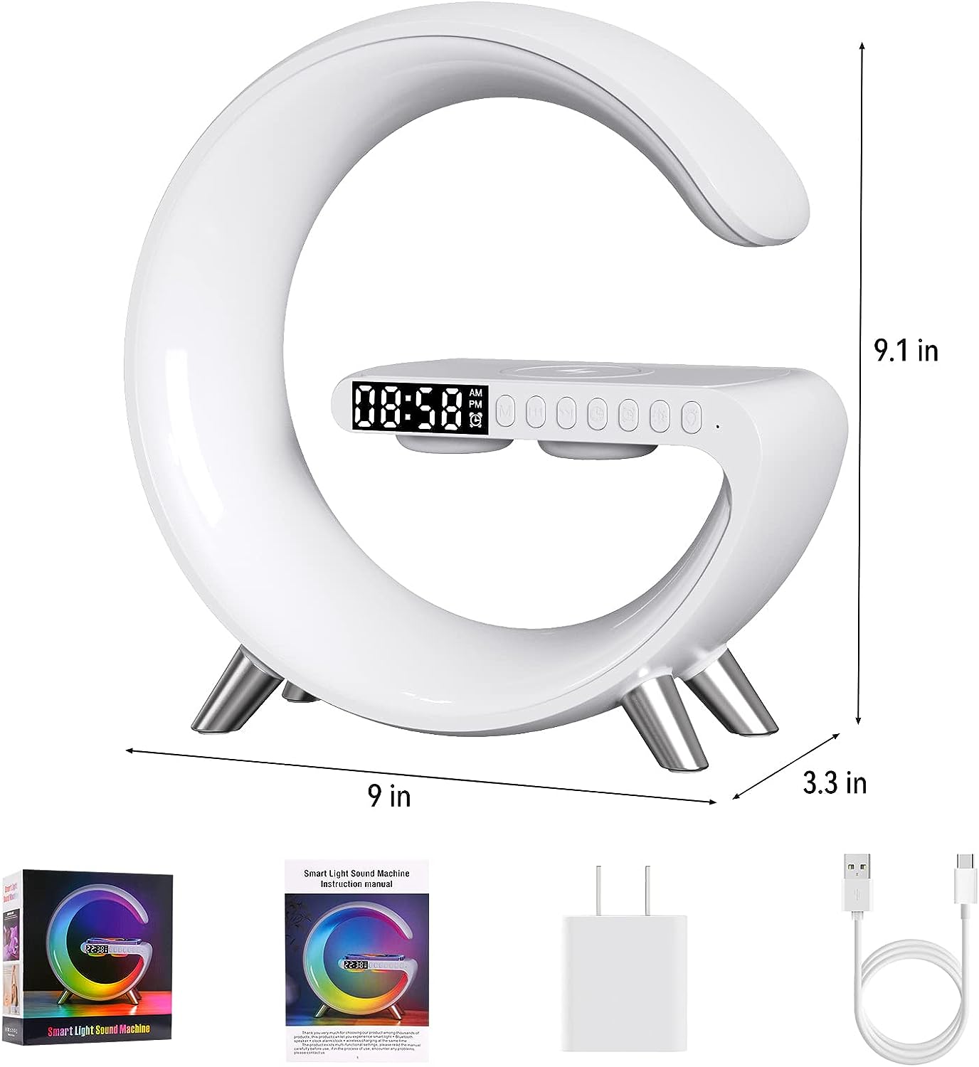 Sound Machine Wake Up Light - Light Alarm Clock with 15W Wireless Charger Smart Gradual Sunrise Alarm Clock Lamp Night Light Gift for Baby Kids Adults Sleeping