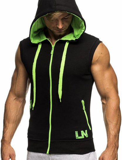 Men's Bodybuilding Sleeveless Hoodie Gym Tank Top