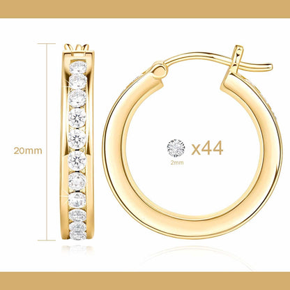 14K Gold Earrings Gold Diamond Hoop Earrings for Women 14K Gold Earrings for Women Radiant Gold Hoop Earrings (20mm)