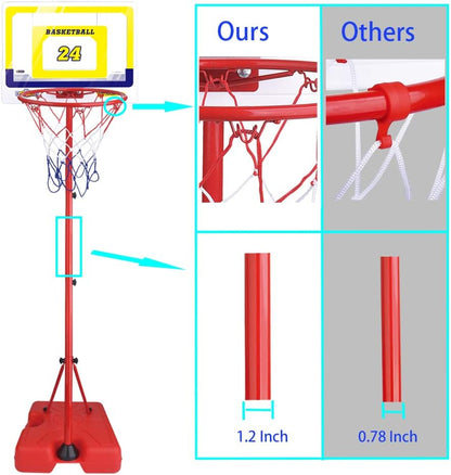 FIRST- RATE Basketball Hoop for Kids Toddler Toys Portable Adjustable Height 3.2FT-6.6FT with 3 Balls Mini Basketball Hoops Indoor Goals Youth Outdoor Gifts Boy Girl Age 3 4 5 6 7 8 Year Old Backyard Game