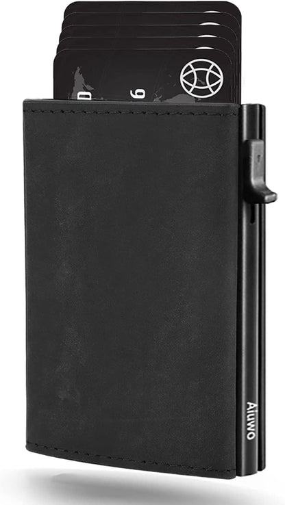 Mens Slim wallet with Money Clip RFID Blocking Credit Card holder Minimalist wallet for Men with Gift Box (Carbon Leather)