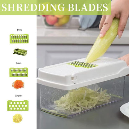 Vegetable Chopper Slicer 16-in-1 with Spice Chopper Set 7 Blades Veggie Dicer Onion Fruit Cutter (gray set)