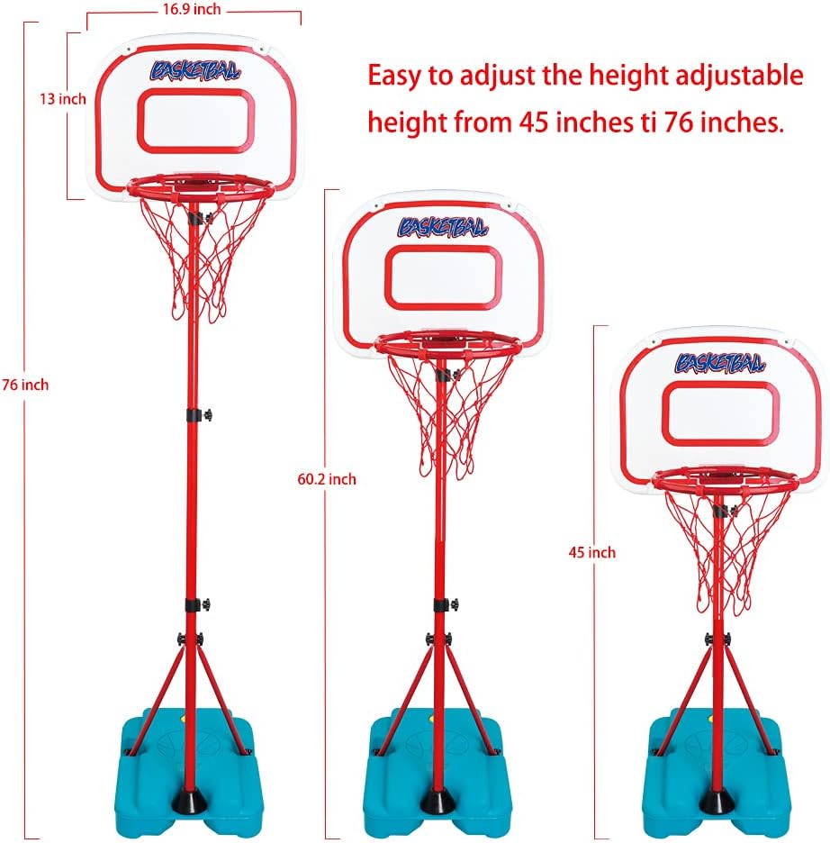 FIRST- RATE Basketball Hoop for Kids Toddler Toys Portable Adjustable Height 3.2FT-6.6FT with 3 Balls Mini Basketball Hoops Indoor Goals Youth Outdoor Gifts Boy Girl Age 3 4 5 6 7 8 Year Old Backyard Game