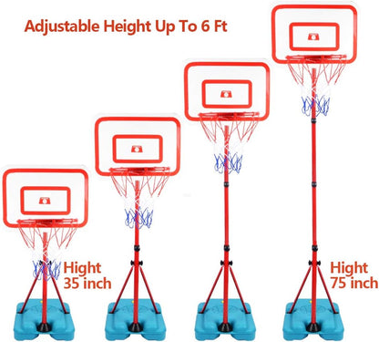 FIRST- RATE Basketball Hoop for Kids Toddler Toys Portable Adjustable Height 3.2FT-6.6FT with 3 Balls Mini Basketball Hoops Indoor Goals Youth Outdoor Gifts Boy Girl Age 3 4 5 6 7 8 Year Old Backyard Game