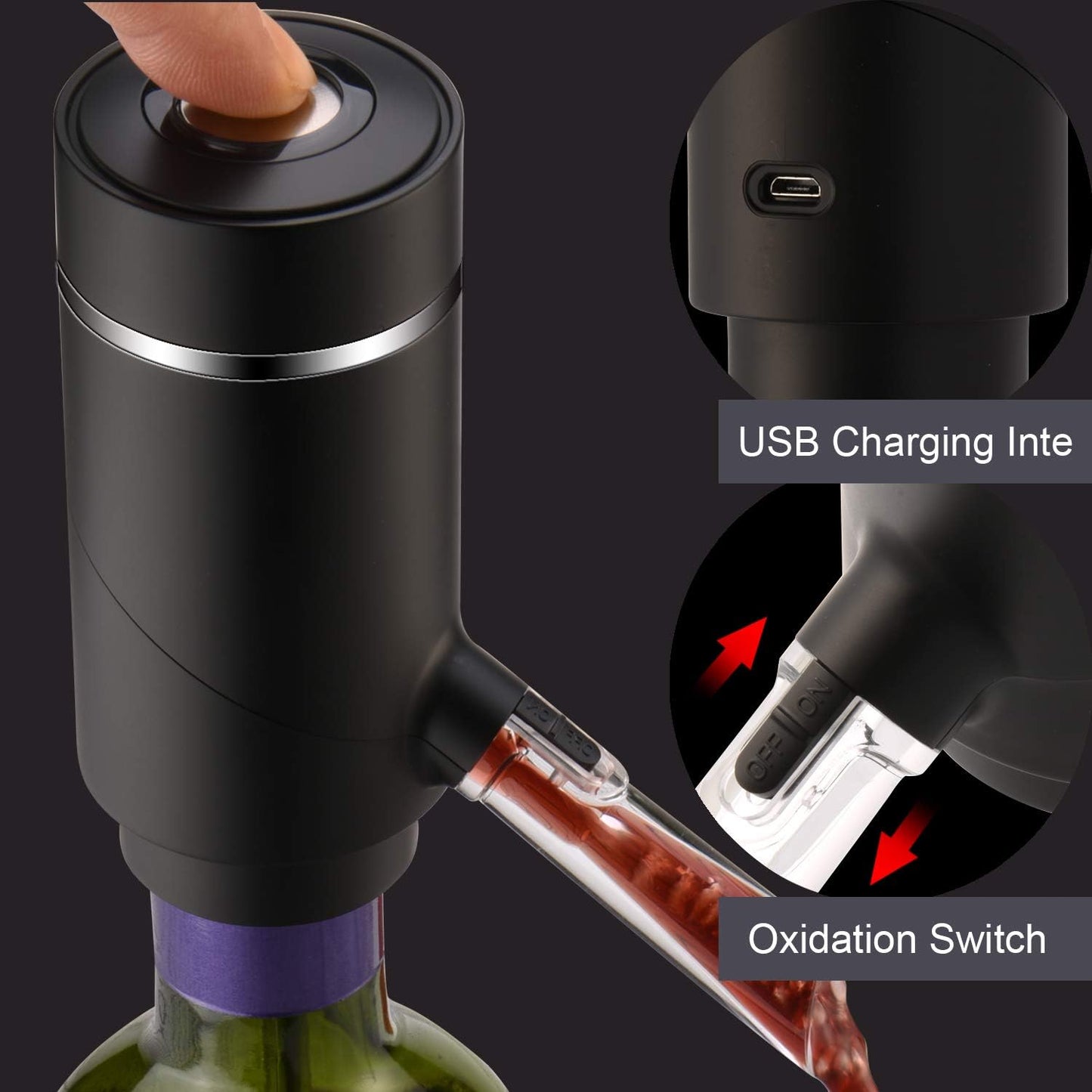 Electric Wine Aerator Gifts Electric Wine Pourer and Wine Dispenser Pump, Multi-Smart Automatic Filter Wine Dispenser with USB Rechargeable for Mother's Day Gifts, Travel, Home and Bar