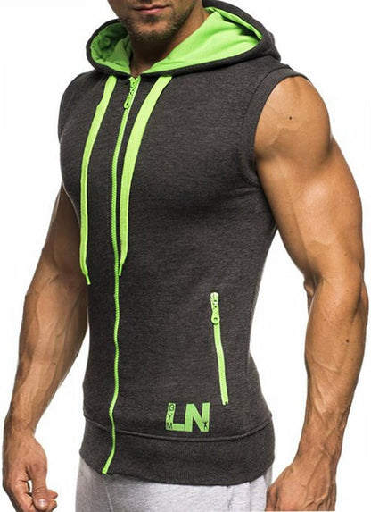 Men's Bodybuilding Sleeveless Hoodie Gym Tank Top