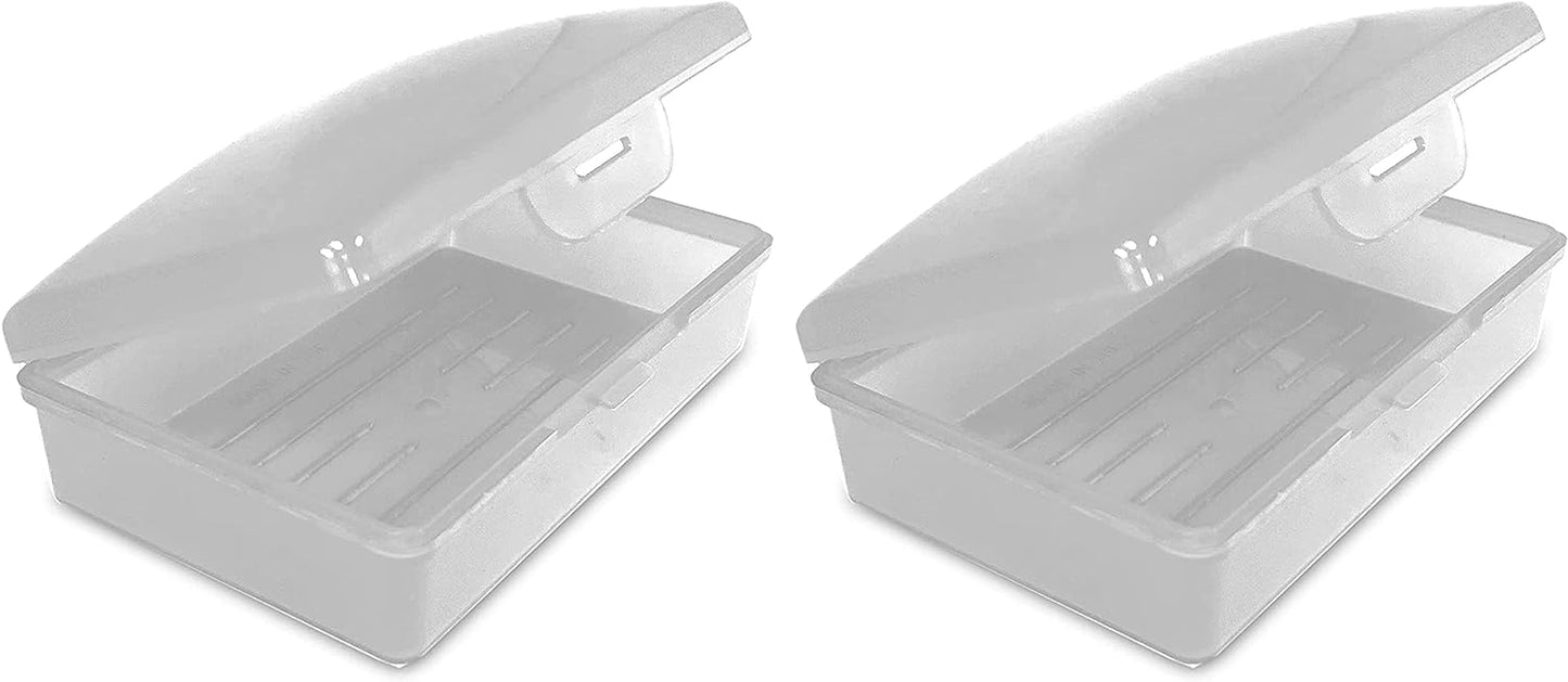 American Comb Travel Soap Box with lid - Clear White - Perfect for Traveling, Gym, or Storage. Made in The USA.