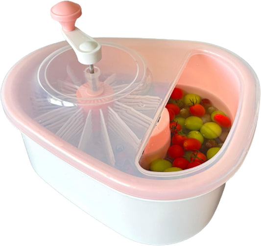 Fruit Cleaner Device, Fruit and Vegetable Washing Machine with Lid, Fruit Washer Spinner with Brush, Portable Fruit Scrubber, 720 Degree Scrubbing Fruit