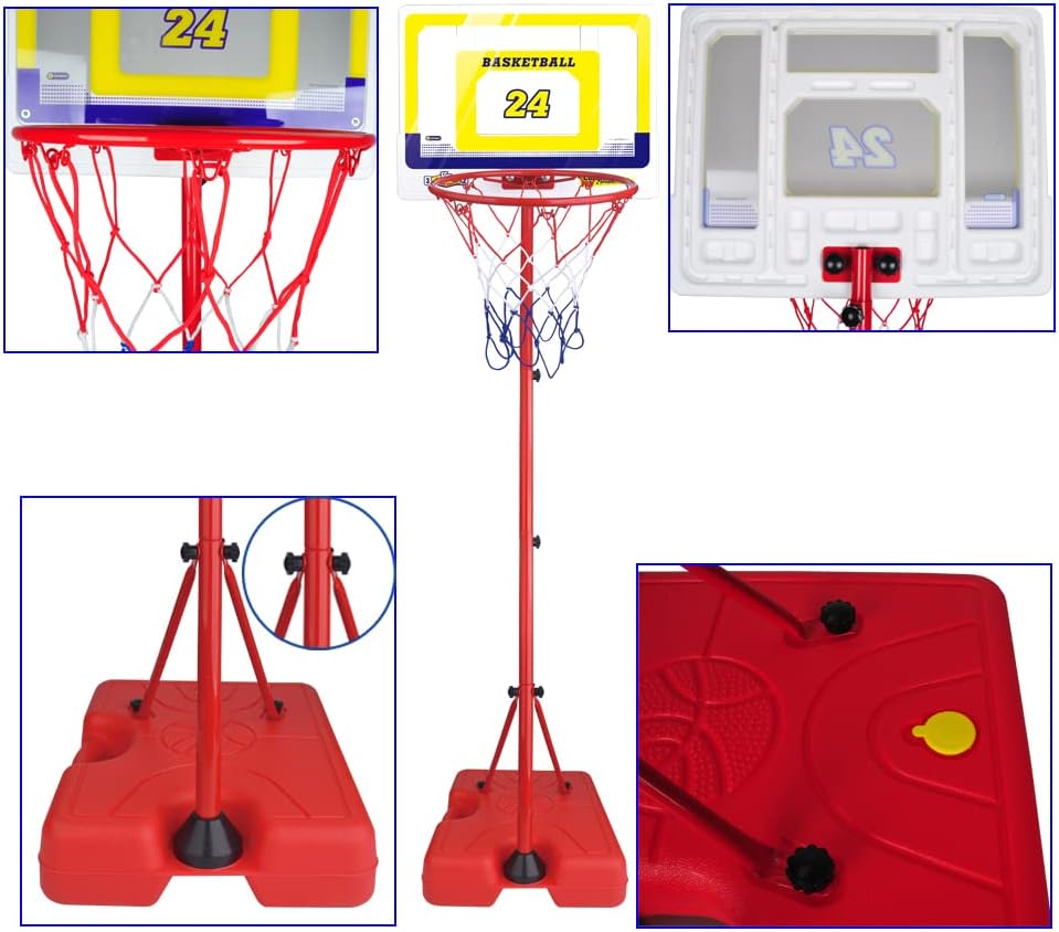 FIRST- RATE Basketball Hoop for Kids Toddler Toys Portable Adjustable Height 3.2FT-6.6FT with 3 Balls Mini Basketball Hoops Indoor Goals Youth Outdoor Gifts Boy Girl Age 3 4 5 6 7 8 Year Old Backyard Game