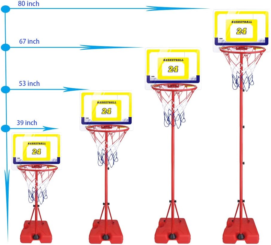 FIRST- RATE Basketball Hoop for Kids Toddler Toys Portable Adjustable Height 3.2FT-6.6FT with 3 Balls Mini Basketball Hoops Indoor Goals Youth Outdoor Gifts Boy Girl Age 3 4 5 6 7 8 Year Old Backyard Game