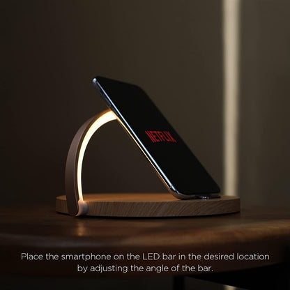 Modern Simple Wireless Charging Nightlight (Wood), Max.15W Fast Wireless Charger, Touch Control, 3-Level Brightness, for Galaxy S10/S20/Note 10, iPhone X/11/11 Pro, Airpods 2, LG V50/G7/G8