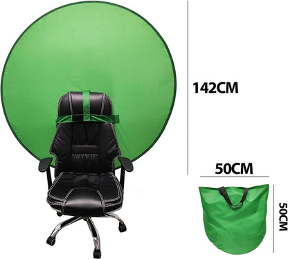 Portable Webcam Background, 75cm Collapsible Green Background for Video Chats, Zoom, Skype, Video, Photo, Single-Side Chromakey Green Screen for Chair