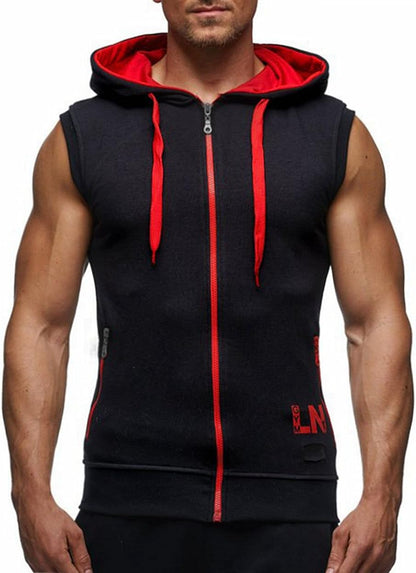 Men's Bodybuilding Sleeveless Hoodie Gym Tank Top