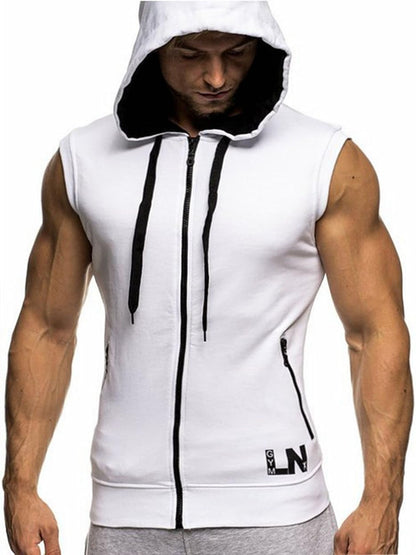 Men's Bodybuilding Sleeveless Hoodie Gym Tank Top