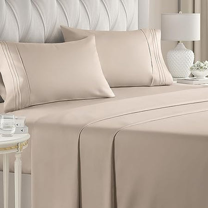 King Size Sheet Set - Breathable & Cooling - Hotel Luxury Bed Sheets - Extra Soft - Deep Pockets - Easy Fit - 4 Piece Set - Wrinkle Free - Comfy - Dark Grey Bed Sheets - Kings Sheets - Fitted Sheets