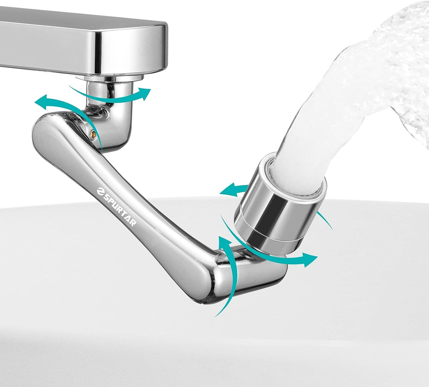 1440° Faucet Extender 2 PCS, 2 Outlet Mode 1080° Rotatable Faucet Aerator + 360° Swivel Faucet Attachment Multifunctional Extension, Splash Filter Kitchen Faucet Extender for Bathroom Sink