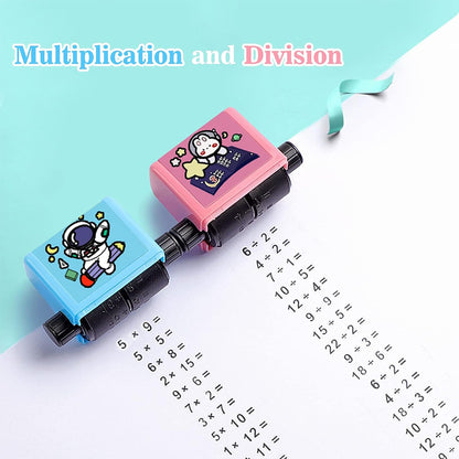 4PCS Smart Math Roller Stamps,Teaching Stamps for Kids,Math Practice Stamps,Addition Subtraction Multiplication Division Math Learning Stamps Within 100,for Preschool Kindergarten Classroom Supplies.