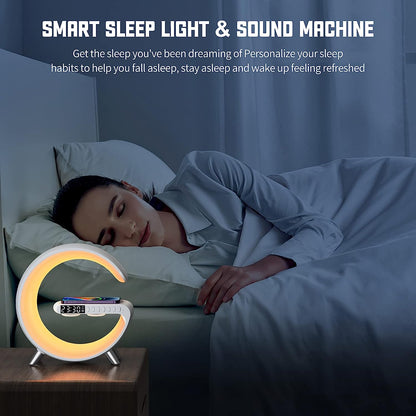 Sound Machine Wake Up Light - Light Alarm Clock with 15W Wireless Charger Smart Gradual Sunrise Alarm Clock Lamp Night Light Gift for Baby Kids Adults Sleeping