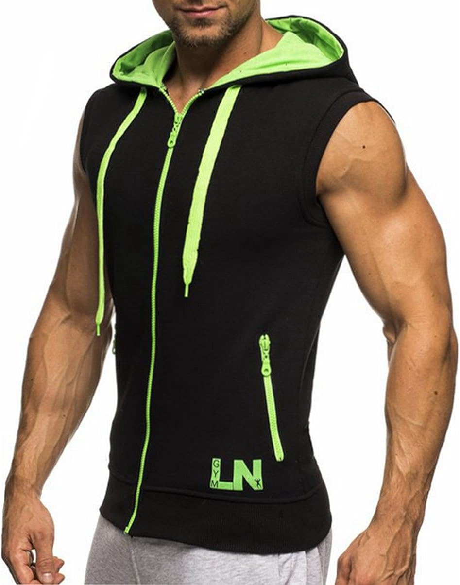 Men's Bodybuilding Sleeveless Hoodie Gym Tank Top