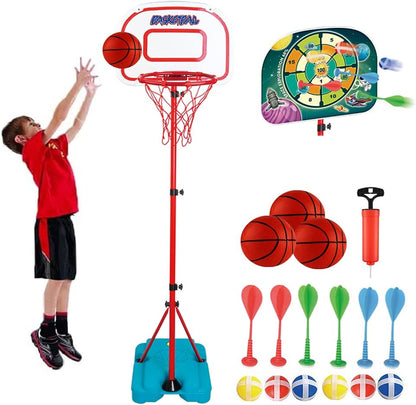 FIRST- RATE Basketball Hoop for Kids Toddler Toys Portable Adjustable Height 3.2FT-6.6FT with 3 Balls Mini Basketball Hoops Indoor Goals Youth Outdoor Gifts Boy Girl Age 3 4 5 6 7 8 Year Old Backyard Game