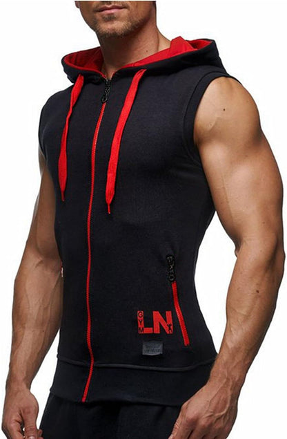 Men's Bodybuilding Sleeveless Hoodie Gym Tank Top