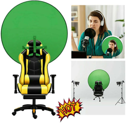 Portable Webcam Background, 75cm Collapsible Green Background for Video Chats, Zoom, Skype, Video, Photo, Single-Side Chromakey Green Screen for Chair