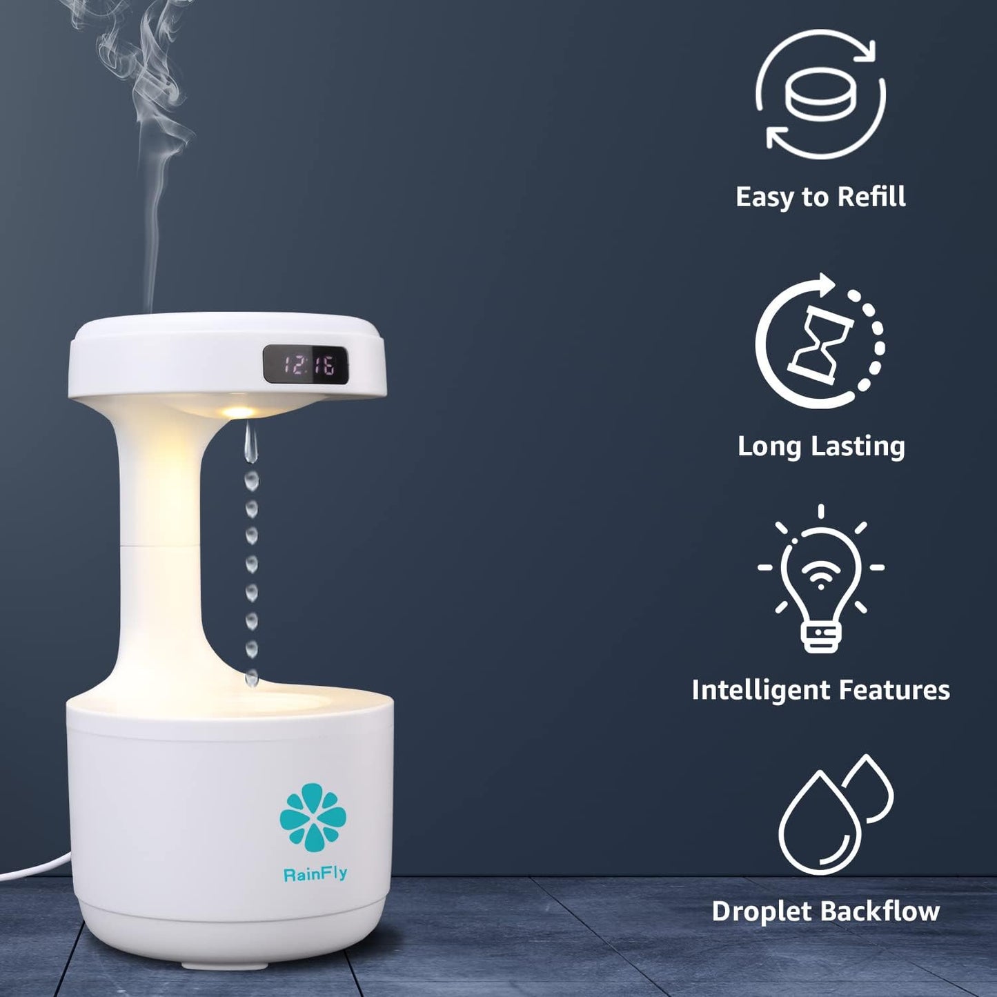 COOL HUMIDIFIER FOR BEDROOM, CUTE HUMIDIFIER WITH ANTI-GRAVITY HUMIDIFIER, CHARGER INCLUDED, CHARGE ON 5V/2A OR GREATER WATTS SPORTED, 800ML WATER TANK (WHITE)