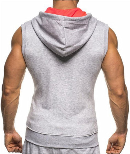 Men's Bodybuilding Sleeveless Hoodie Gym Tank Top