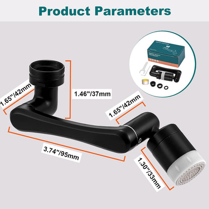 1440° Faucet Extender 2 PCS, 2 Outlet Mode 1080° Rotatable Faucet Aerator + 360° Swivel Faucet Attachment Multifunctional Extension, Splash Filter Kitchen Faucet Extender for Bathroom Sink