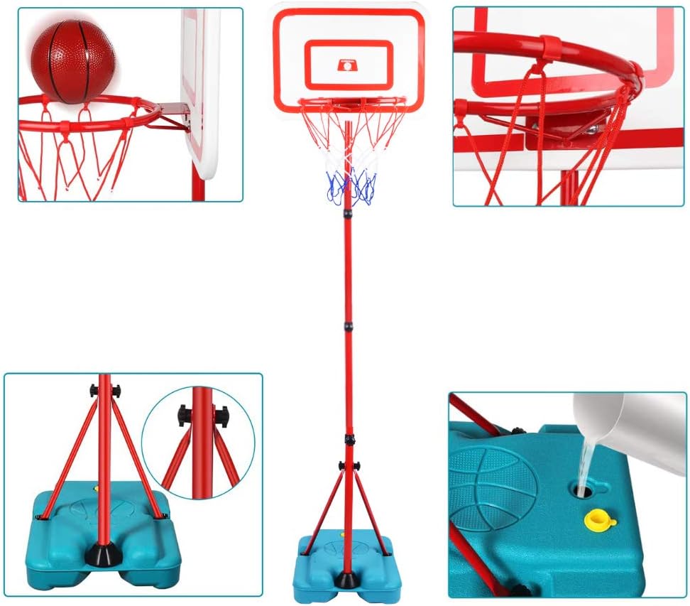 FIRST- RATE Basketball Hoop for Kids Toddler Toys Portable Adjustable Height 3.2FT-6.6FT with 3 Balls Mini Basketball Hoops Indoor Goals Youth Outdoor Gifts Boy Girl Age 3 4 5 6 7 8 Year Old Backyard Game